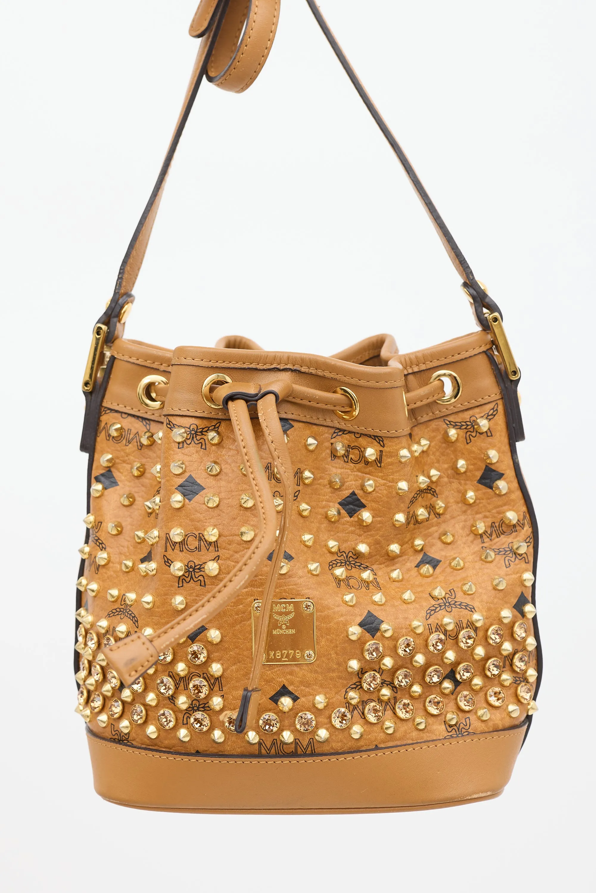 Brown Leather Visetos Bucket Bag