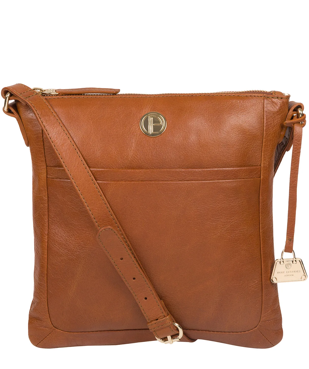 'Lotus' Hazelnut Leather Cross Body Bag