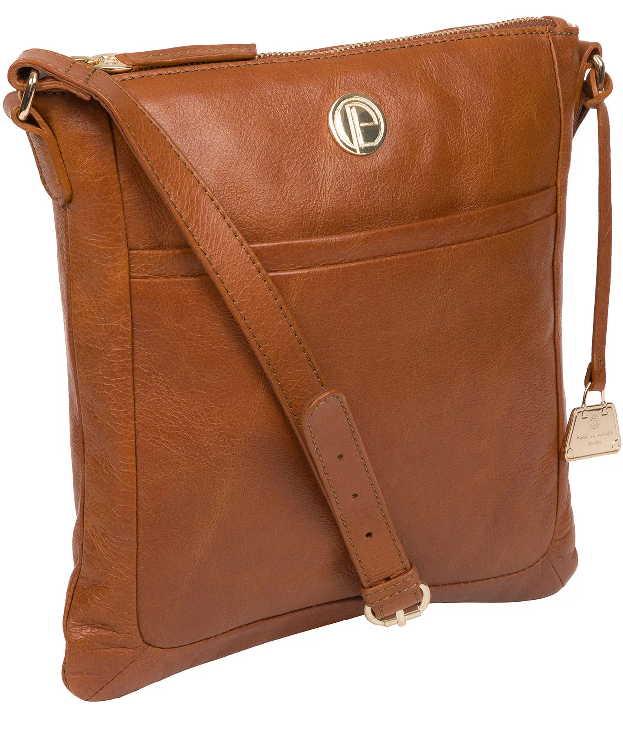 'Lotus' Hazelnut Leather Cross Body Bag